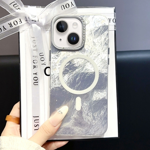 

For iPhone 14 Tinfoil Texture MagSafe PC Phone Case(Silver)