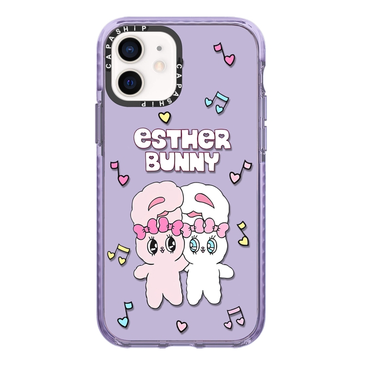 

For iPhone 12 Simple Illustration Pattern Full Coverage Phone Case(Rabbit B)