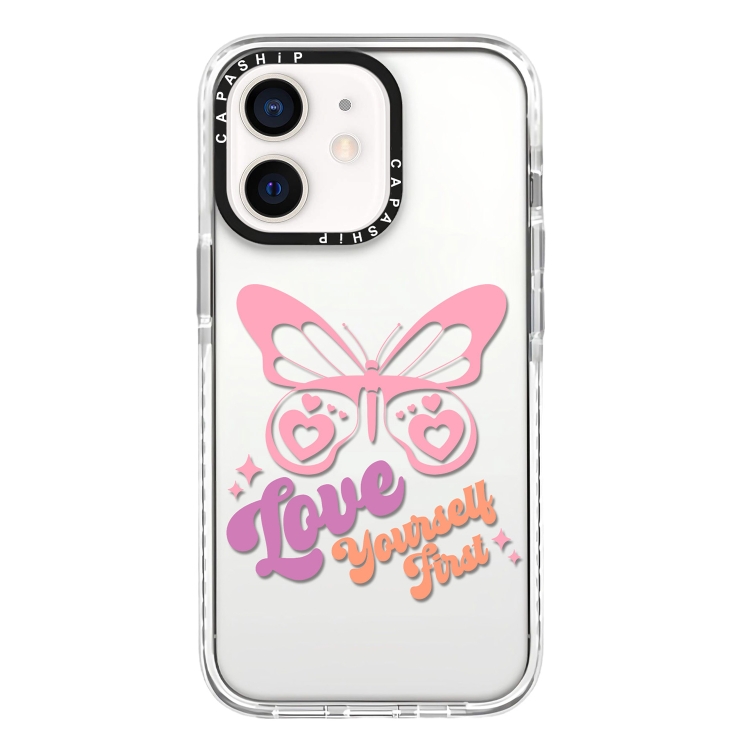 

For iPhone 12 mini Simple Illustration Pattern Full Coverage Phone Case(Love Words A)