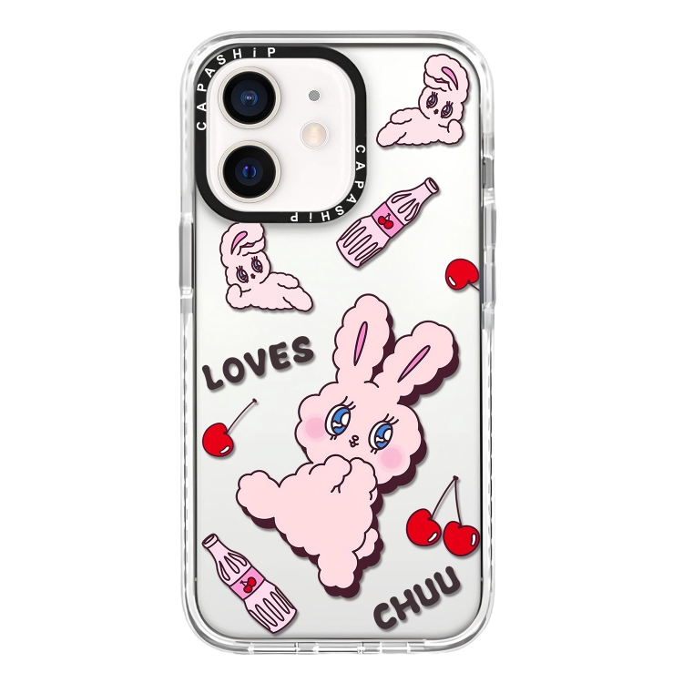 

For iPhone 12 mini Simple Illustration Pattern Full Coverage Phone Case(Rabbit A)