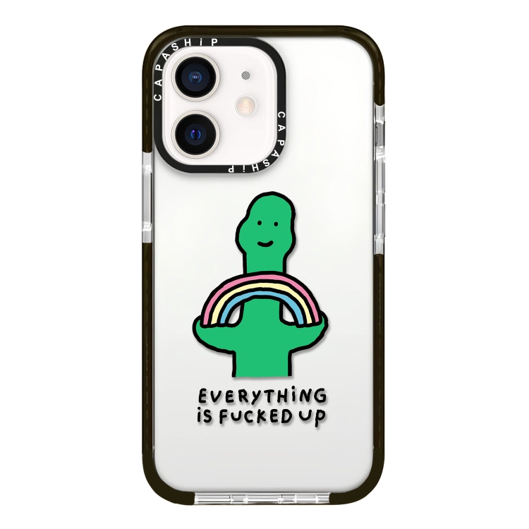 

For iPhone 12 mini Simple Illustration Pattern Full Coverage Phone Case(Green Dinosaur A)