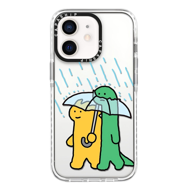 

For iPhone 12 mini Simple Illustration Pattern Full Coverage Phone Case(Green Dinosaur B)