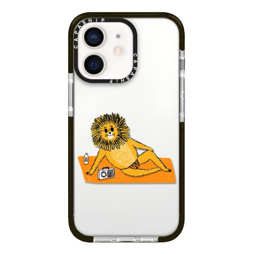 

For iPhone 12 mini Simple Illustration Pattern Full Coverage Phone Case(Summer Lion)