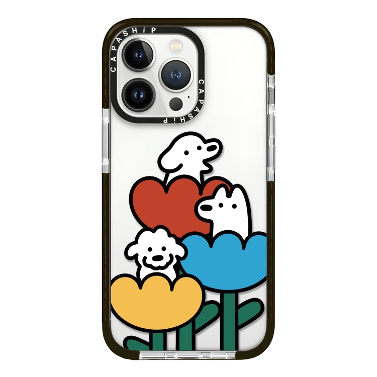 

For iPhone 12 Pro Max Simple Illustration Pattern Full Coverage Phone Case(Puppy D)