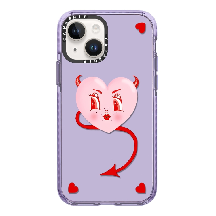

For iPhone 13 Simple Illustration Pattern Full Coverage Phone Case(Pink Heart)