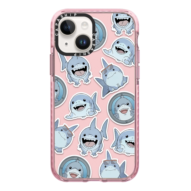 

For iPhone 13 mini Simple Illustration Pattern Full Coverage Phone Case(Smiling Shark B)