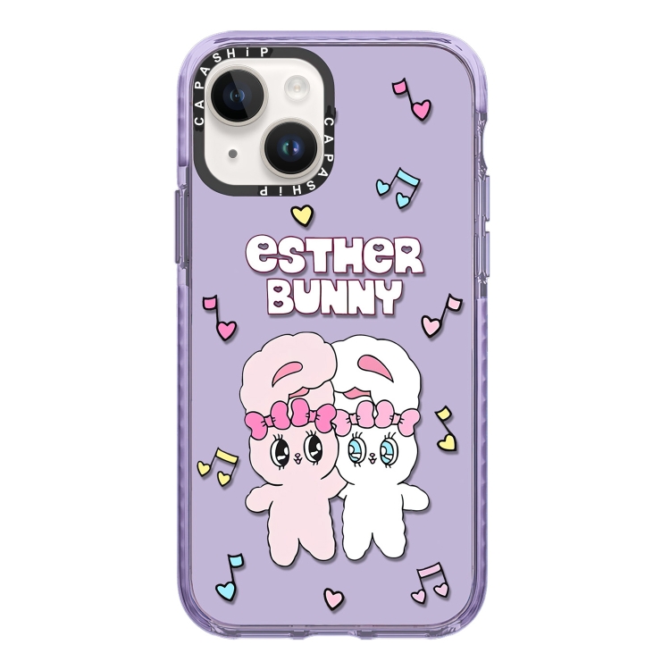 

For iPhone 14 Simple Illustration Pattern Full Coverage Phone Case(Rabbit B)
