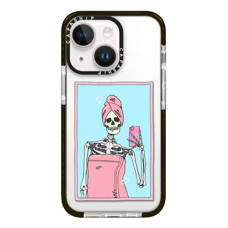 

For iPhone 14 Plus Simple Illustration Pattern Full Coverage Phone Case(Skull A)