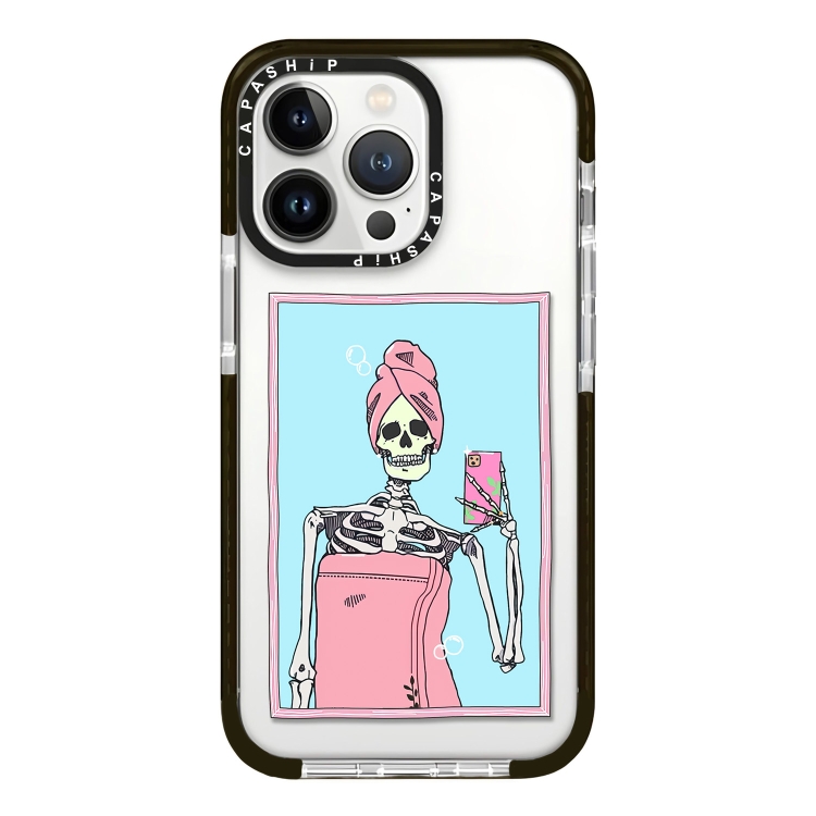

For iPhone 14 Pro Max Simple Illustration Pattern Full Coverage Phone Case(Skull A)