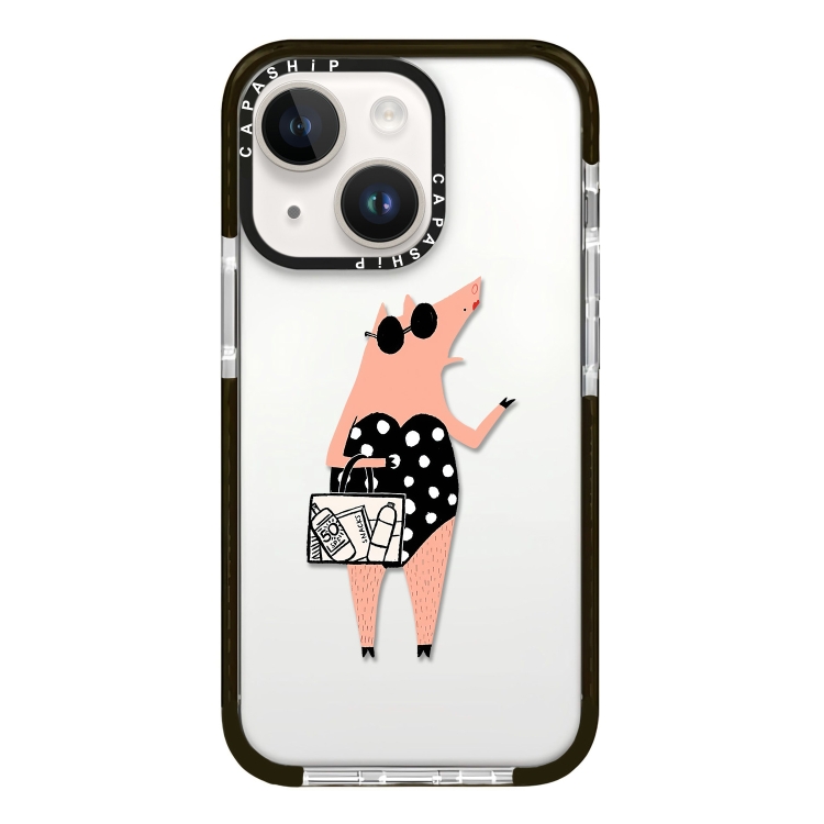 

For iPhone 15 Simple Illustration Pattern Full Coverage Phone Case(Piglet)
