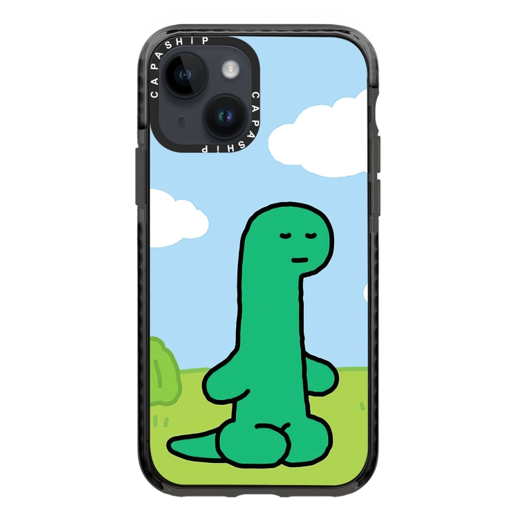 

For iPhone 15 Plus Simple Illustration Pattern Full Coverage Phone Case(Green Dinosaur C)