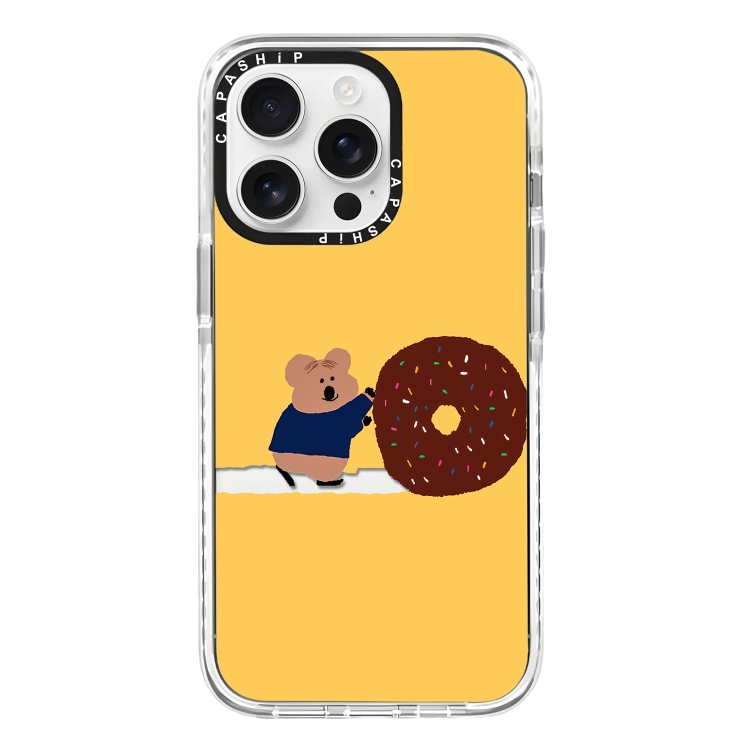 

For iPhone 15 Pro Simple Illustration Pattern Full Coverage Phone Case(Marshmallow Bear B)