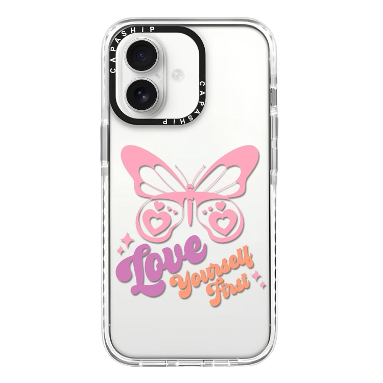 

For iPhone 16 Simple Illustration Pattern Full Coverage Phone Case(Love Words A)