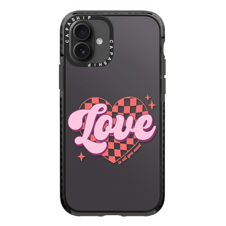 

For iPhone 16 Simple Illustration Pattern Full Coverage Phone Case(Love Words B)
