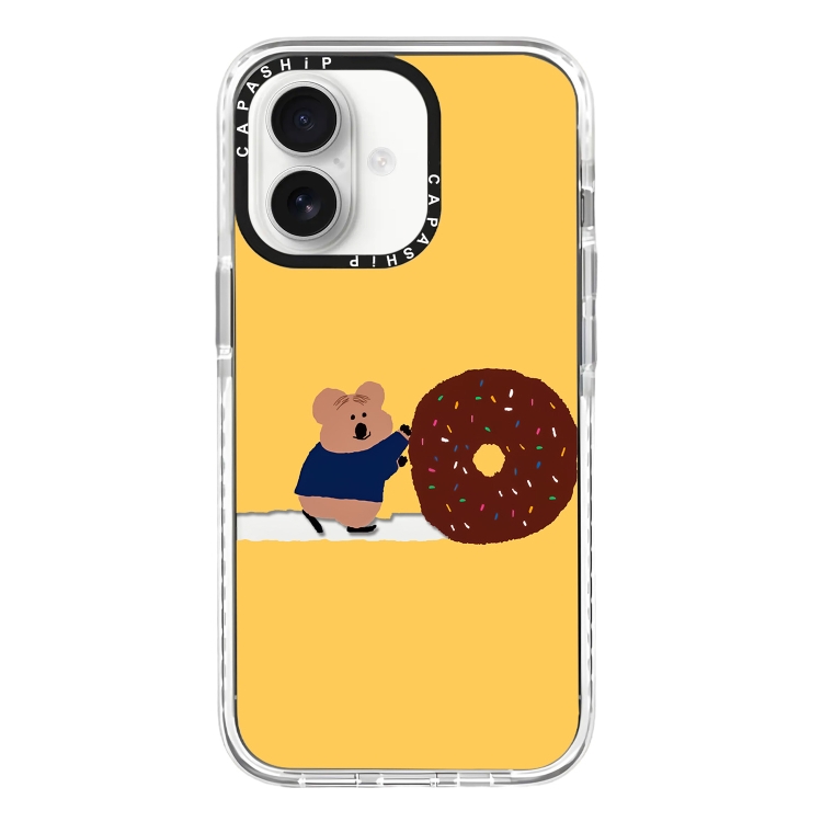 

For iPhone 16 Simple Illustration Pattern Full Coverage Phone Case(Marshmallow Bear B)