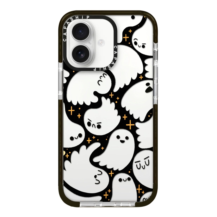 

For iPhone 16 Plus Simple Illustration Pattern Full Coverage Phone Case(Ghost B)