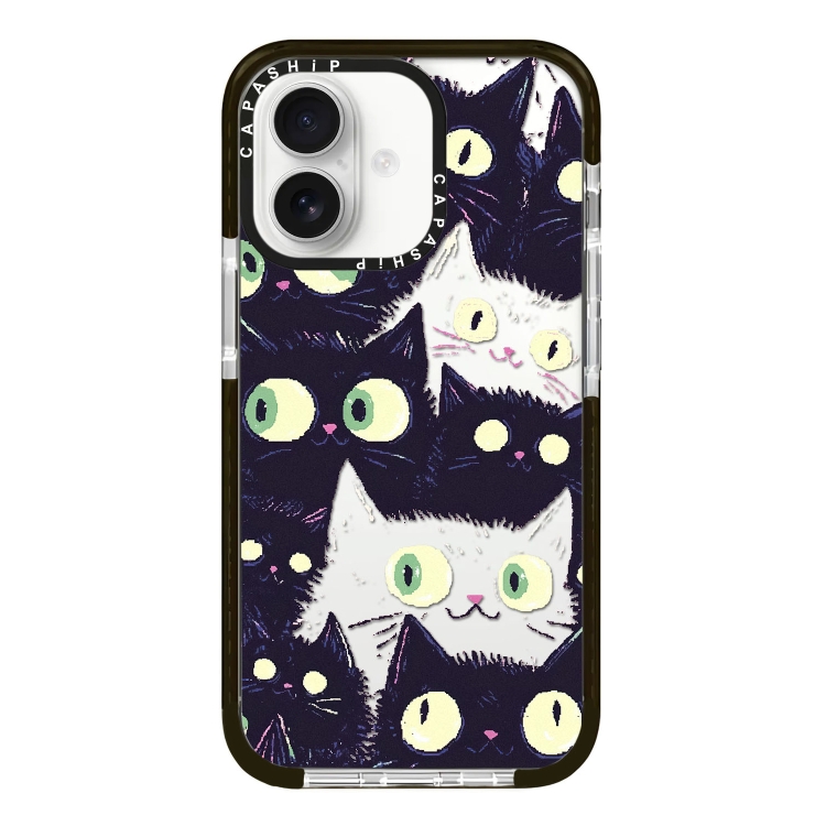 

For iPhone 16 Plus Simple Illustration Pattern Full Coverage Phone Case(Cat)
