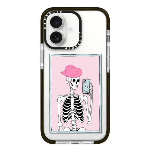 

For iPhone 16 Plus Simple Illustration Pattern Full Coverage Phone Case(Skull B)