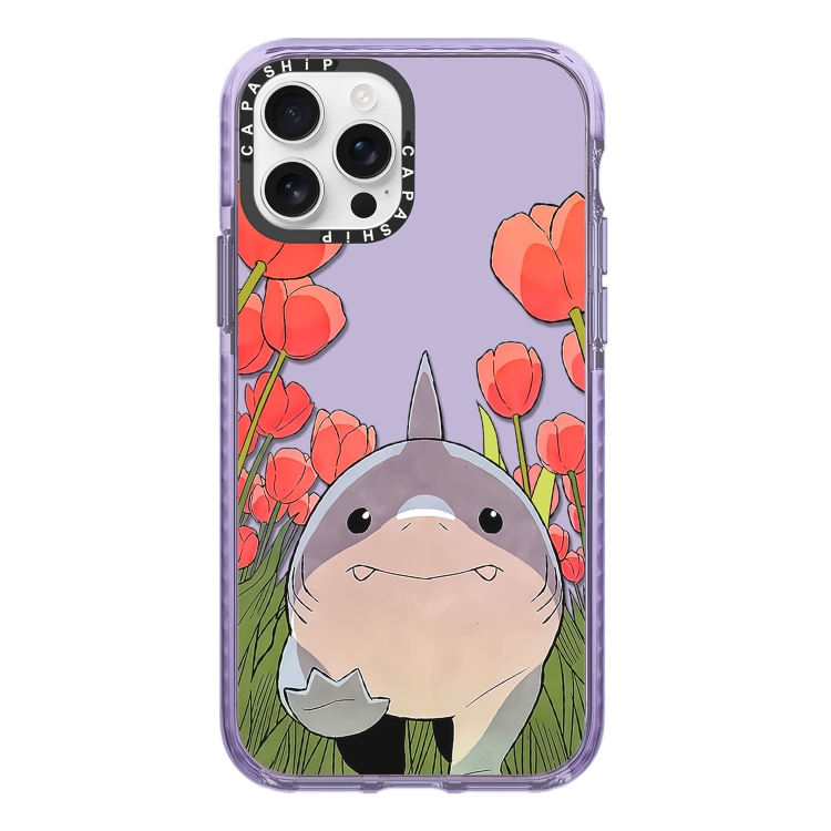 

For iPhone 16 Pro Simple Illustration Pattern Full Coverage Phone Case(Smiling Shark A)