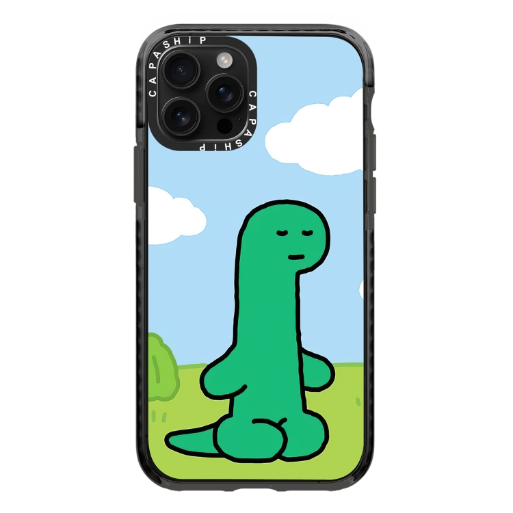 

For iPhone 16 Pro Simple Illustration Pattern Full Coverage Phone Case(Green Dinosaur C)
