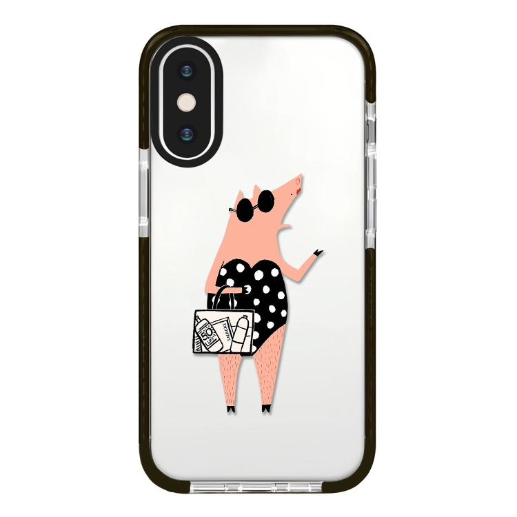 

For iPhone X / XS Simple Illustration Pattern Full Coverage Phone Case(Piglet)