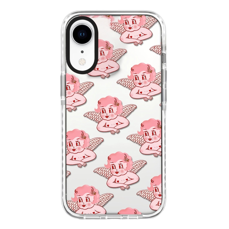 

For iPhone XR Simple Illustration Pattern Full Coverage Phone Case(Pink Angel)