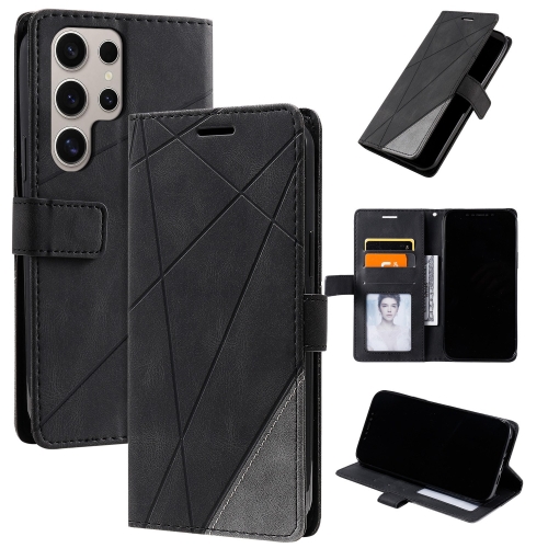 

For Samsung Galaxy S25 Ultra 5G Skin Feel Splicing Leather Phone Case(Black)