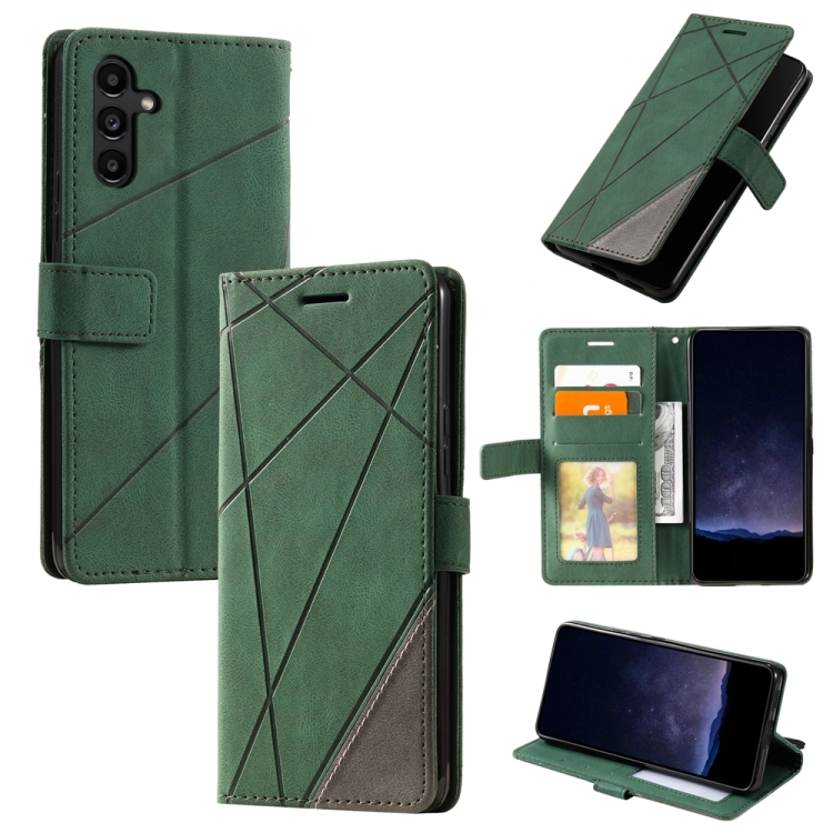 

For Samsung Galaxy S25+ 5G Skin Feel Splicing Leather Phone Case(Green)