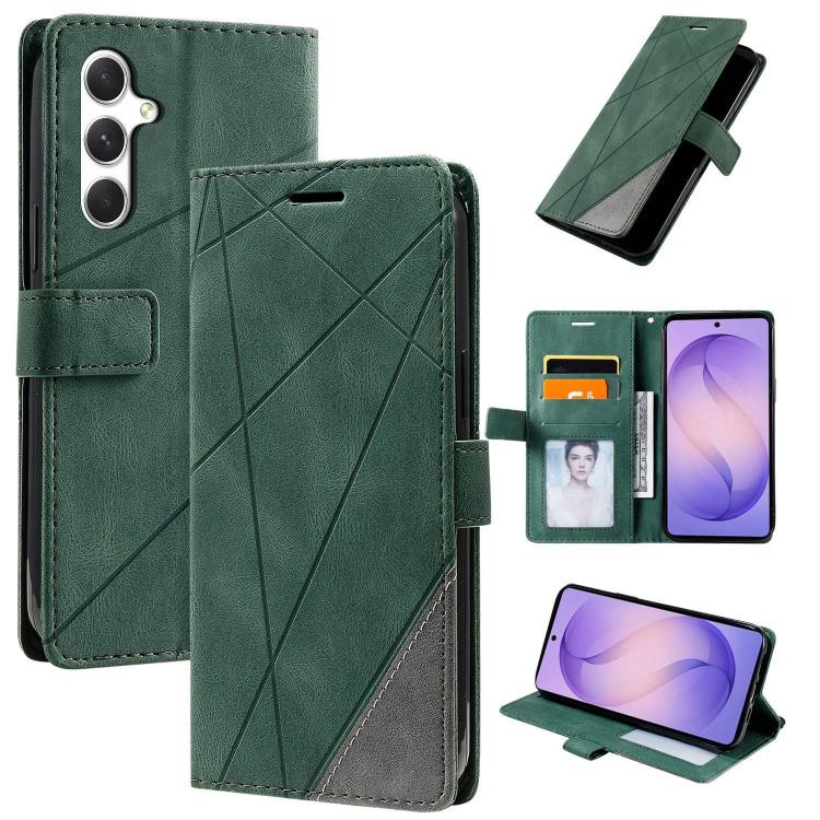 For Galaxy S25 FE 5G Skin Feel Splicing Leather Phone Case(Green)