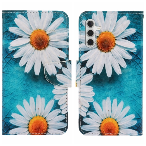 

For Samsung Galaxy S25 5G Colored Drawing Pattern Leather Phone Case(Daisy)