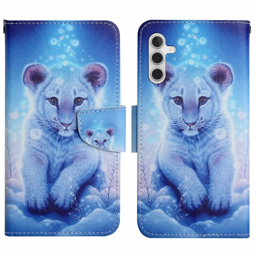 

For Samsung Galaxy S25+ 5G Colored Drawing Pattern Leather Phone Case(Little Leopard)