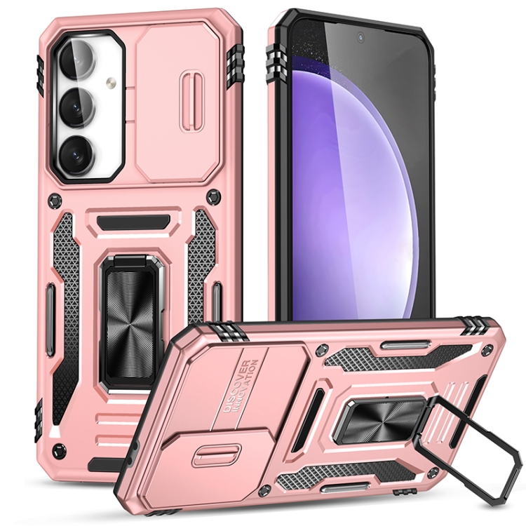 

For Samsung Galaxy S24 FE 5G Armor PC Hybrid TPU Camera Shield Phone Case(Rose Gold)