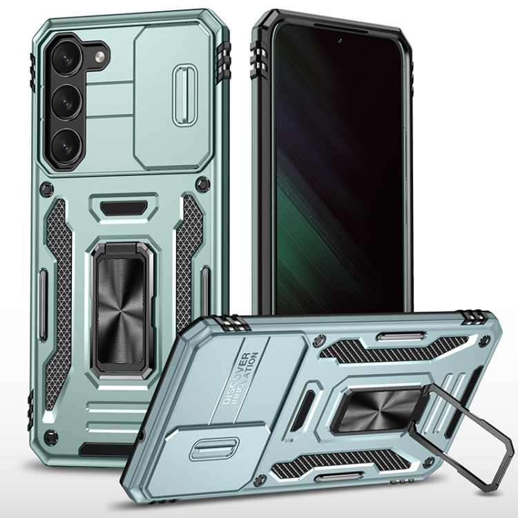 

For Samsung Galaxy S25+ 5G Armor PC Hybrid TPU Camera Shield Phone Case(Alpine Green)