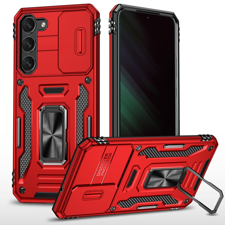 

For Samsung Galaxy S25+ 5G Armor PC Hybrid TPU Camera Shield Phone Case(Red)