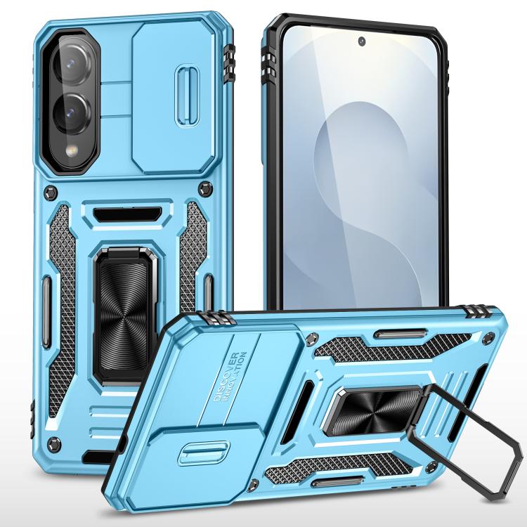

For Samsung Galaxy S25 Edge 5G Armor PC Hybrid TPU Camera Shield Phone Case(Light Blue)