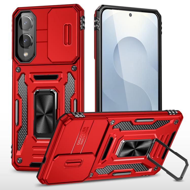 

For Samsung Galaxy S25 Edge 5G Armor PC Hybrid TPU Camera Shield Phone Case(Red)
