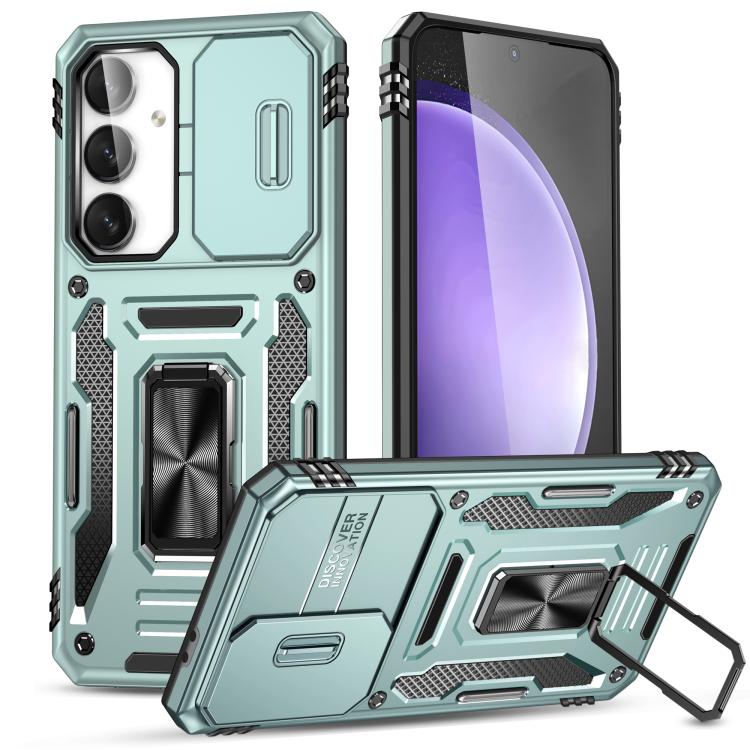 

For Samsung Galaxy S25 FE 5G Armor PC Hybrid TPU Camera Shield Phone Case(Alpine Green)