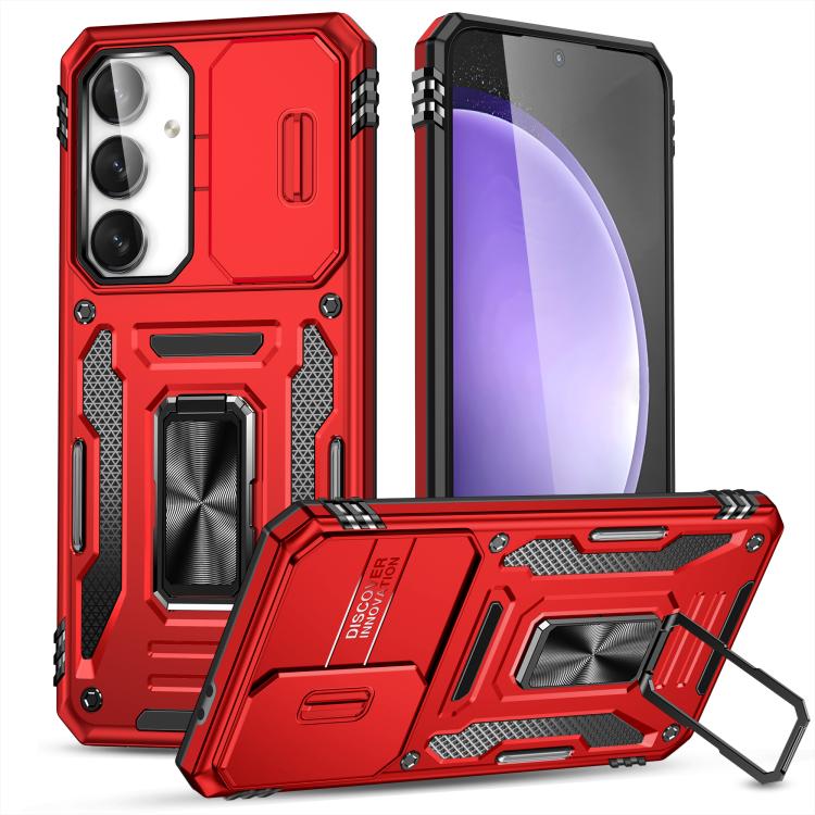 

For Samsung Galaxy S25 FE 5G Armor PC Hybrid TPU Camera Shield Phone Case(Red)