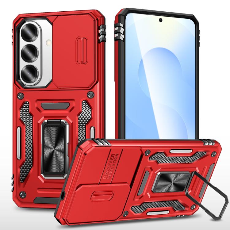 

For Samsung Galaxy S26 5G Armor PC Hybrid TPU Camera Shield Phone Case(Red)