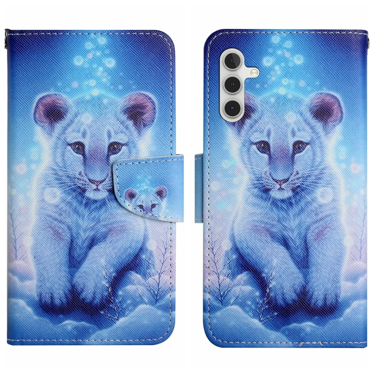 

For Samsung Galaxy A16 5G / 4G Colored Drawing Pattern Leather Phone Case(Little Leopard)