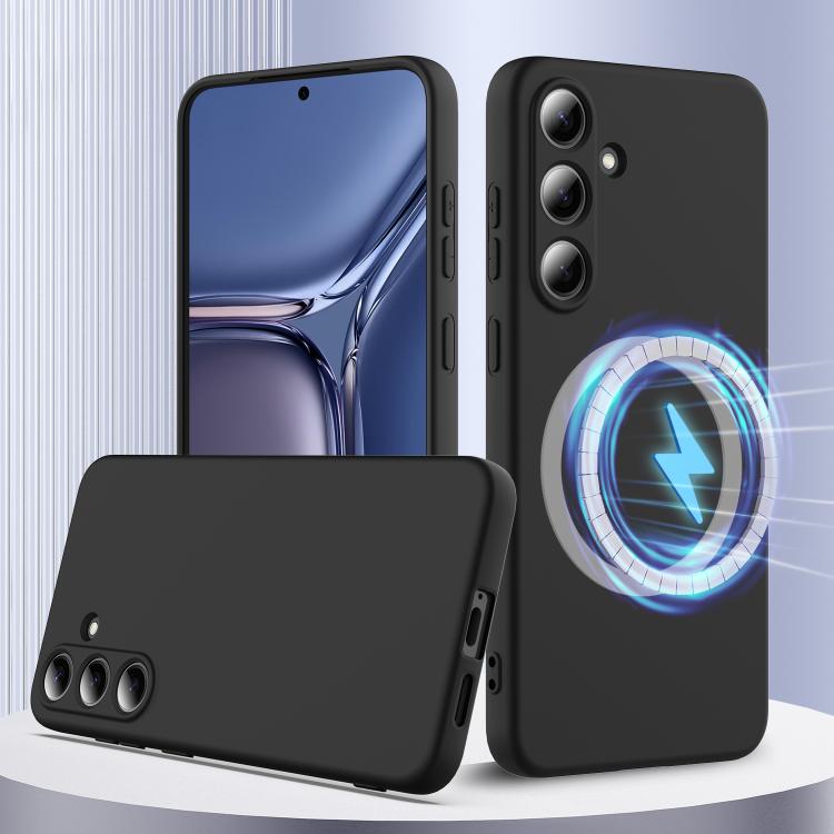 

For Samsung Galaxy S25+ 5G Shockproof Silicone Magsafe Phone Case(Black)
