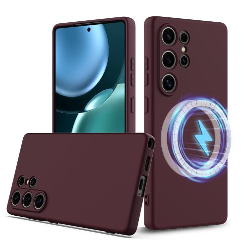 

For Samsung Galaxy S25 Ultra 5G Shockproof Silicone Magsafe Phone Case(Plum Color)