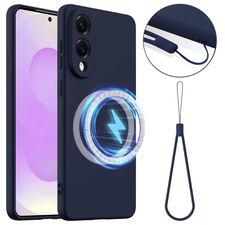 

For Samsung Galaxy S25 Edge 5G Shockproof Silicone Magsafe Phone Case(Navy Blue)