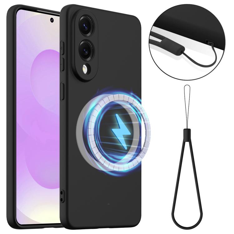 

For Samsung Galaxy S25 Edge 5G Shockproof Silicone Magsafe Phone Case(Black)