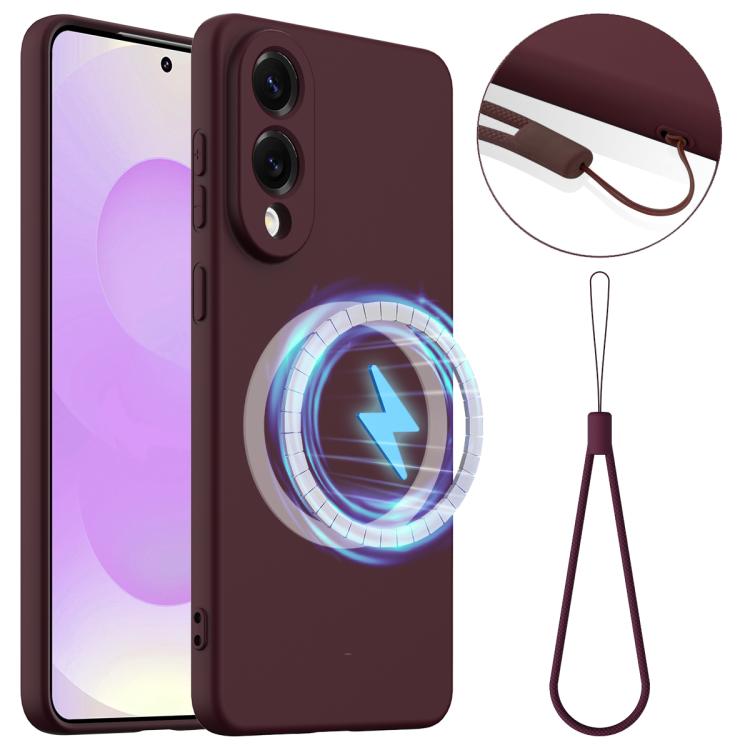

For Samsung Galaxy S25 Edge 5G Shockproof Silicone Magsafe Phone Case(Plum Color)