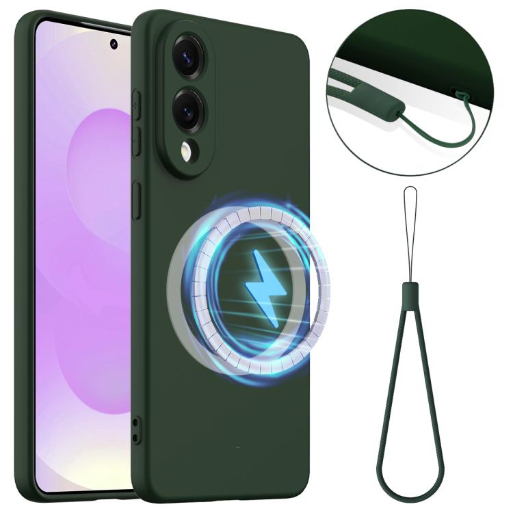 

For Samsung Galaxy S25 Edge 5G Shockproof Silicone Magsafe Phone Case(Dark Green)