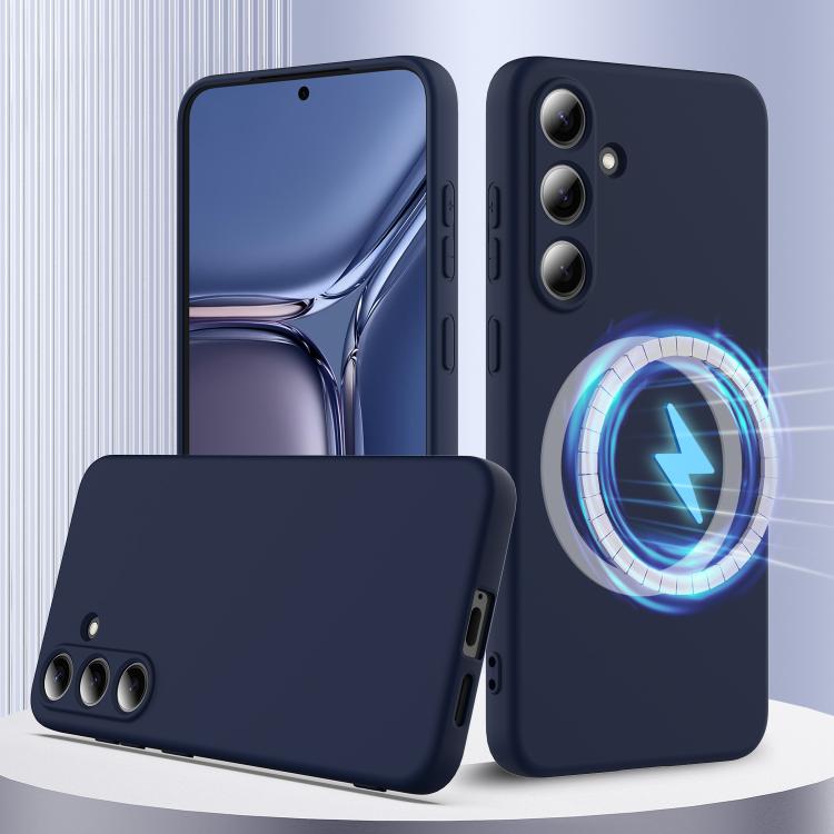 

For Samsung Galaxy S25 FE 5G Shockproof Silicone Magsafe Phone Case(Navy Blue)