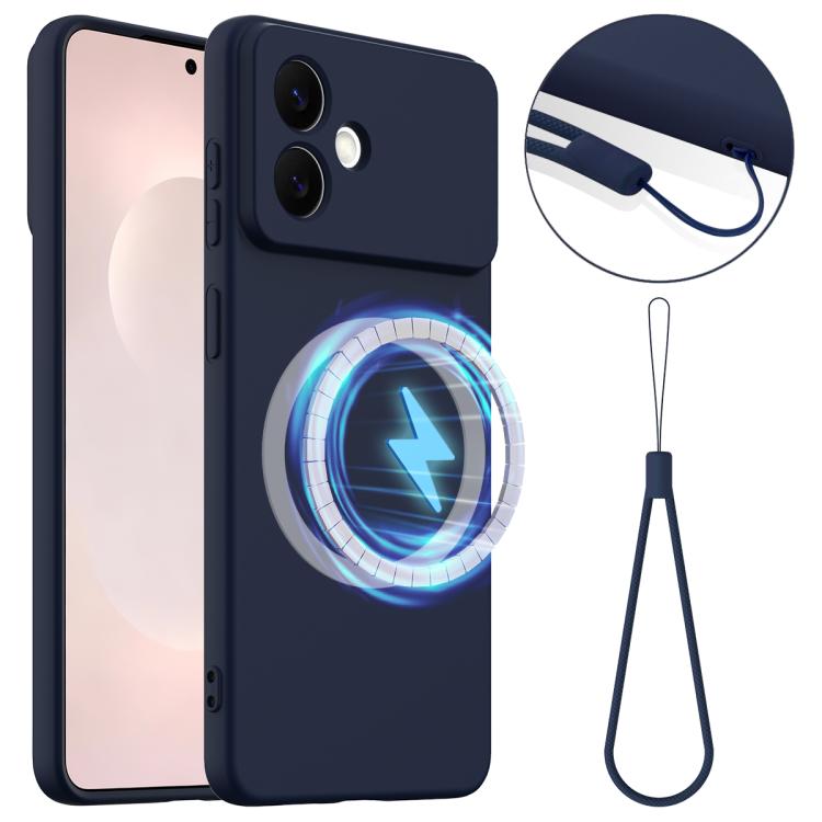 

For Samsung Galaxy S26 Edge 5G Shockproof Silicone Magsafe Phone Case(Navy Blue)