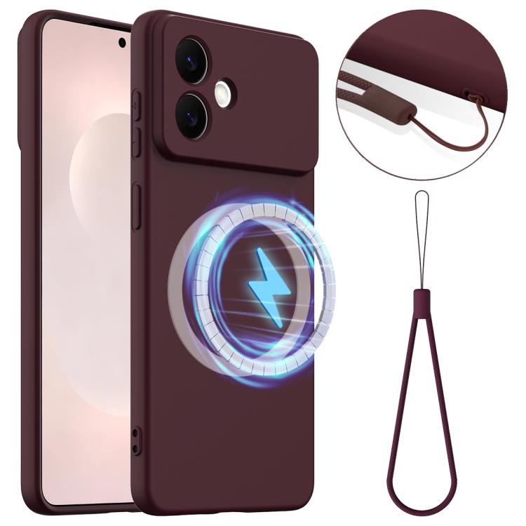 

For Samsung Galaxy S26 Edge 5G Shockproof Silicone Magsafe Phone Case(Plum Color)