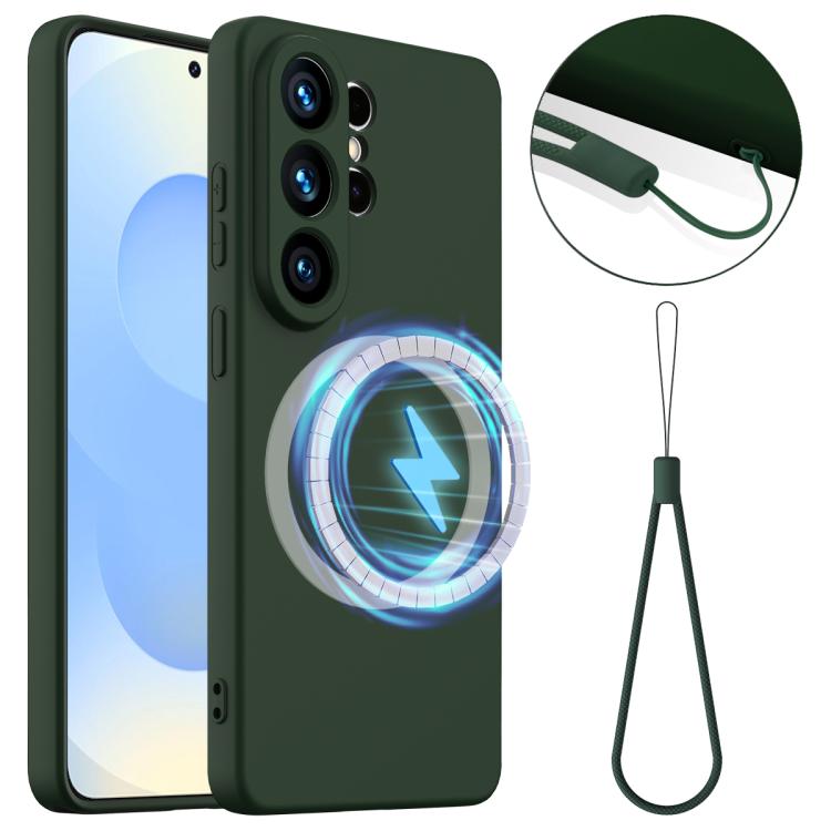 

For Samsung Galaxy S26 Ultra 5G Shockproof Silicone Magsafe Phone Case(Dark Green)